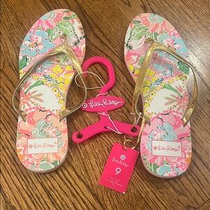 Lilly Pulitzer for Target Gold Floral Flip-Flops